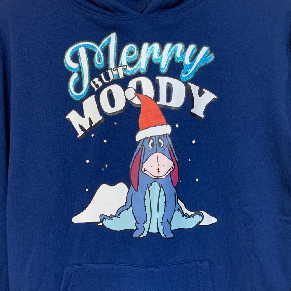 Blue Merry But Moody Winnie the Pooh hoodie - Picture 3 of 4